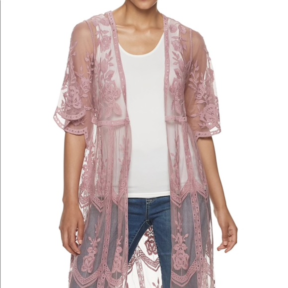 JODIFL Sweaters - Jodifl Lace Pink Kimono - Medium/large